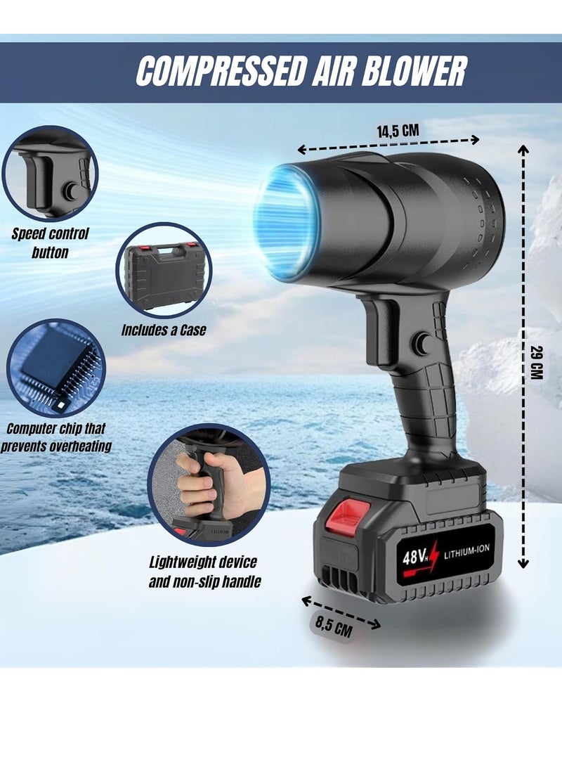 Jet dry Mini blower Turbo Jet Fan with 48V 1PC Large Capacity Battery Lightweight Body Turbine Motor Strong Power Speed Clear the Fallen Leaves and Dust at Home - Image 2