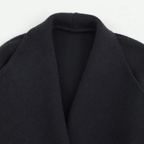CUFEZN Women's Classic Open Front Cardigans Belted Wrap Knit Coatigan Coat Long Sleeve Casual Dressy Light Jacket Black One Size - Image 5
