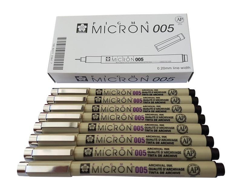 Sakura Pigma Micron pen 005 Black ink marker felt tip pen, Archival pigment ink, fine point for artist drawing pens - 8 pen set - Image 3