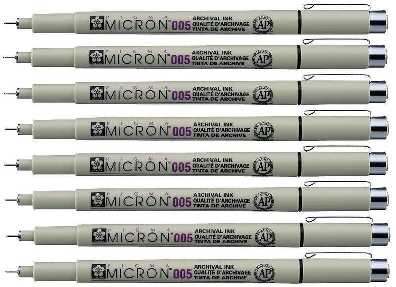Sakura Pigma Micron pen 005 Black ink marker felt tip pen, Archival pigment ink, fine point for artist drawing pens - 8 pen set - Image 5