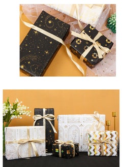 Genetic Luxury Gift Wrapping Paper Wava Line Gold Foil Elegant Design Ramadan Eid Gift Box Package 2 Rolls with Ribbon  - Image 5