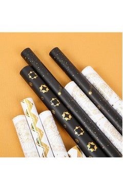 Genetic Luxury Gift Wrapping Paper Wava Line Gold Foil Elegant Design Ramadan Eid Gift Box Package 2 Rolls with Ribbon  - Image 4