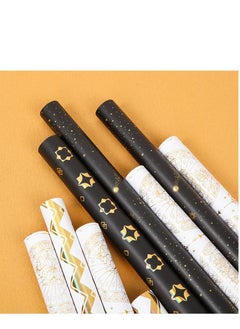 Genetic Luxury Gift Wrapping Paper Wava Line Gold Foil Elegant Design Ramadan Eid Gift Box Package 2 Rolls with Ribbon  - Image 2