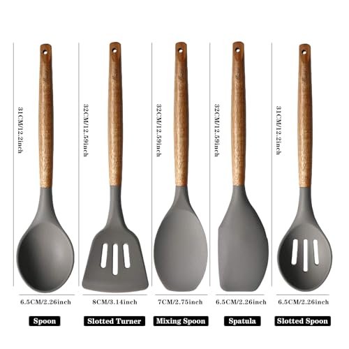 Miusco Acacia Wood : Miusco 5 Piece Silicone Cooking Utensil Set with Natural Acacia Hard Wood Handle - Image 4