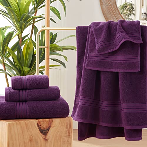 COZYART Purple Bath Towel Set for Bathroom Soft Absorbent Durable 650 GSM Turkish Cotton Towel Sets of 6 2 Large Bath Towels 2 Hand Towels 2 Washclothes - Image 3