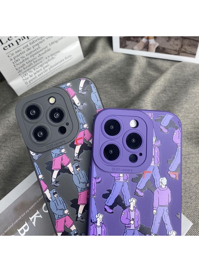 اس-توب جراب لهاتف iPhone 15 Pro Max مصنوع من السيليكون السائل بنمط المشاة - Image 5