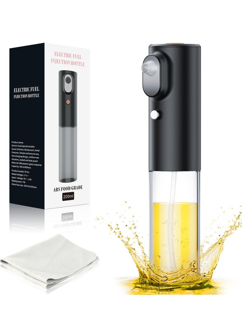 Excefore Oil Sprayer for Cooking, Electric Olive Oil Sprayer, 200ml Glass Oil Sprayer, Chargeable Oil Mister, Fine Mist Portable Oil Dispenser Bottle for Kitchen, Air Frye, Baking, Salad, BBQ - Image 1