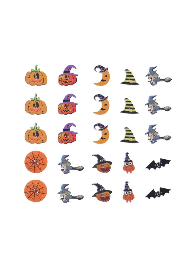 كلاراكو 25 قطعة من أزرار الهالوين الخشبية للخياطة بفتحتين للحرف اليدوية - Image 1