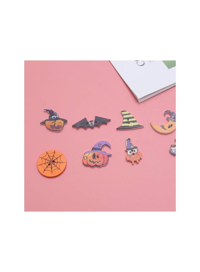 كلاراكو 25 قطعة من أزرار الهالوين الخشبية للخياطة بفتحتين للحرف اليدوية - Image 4