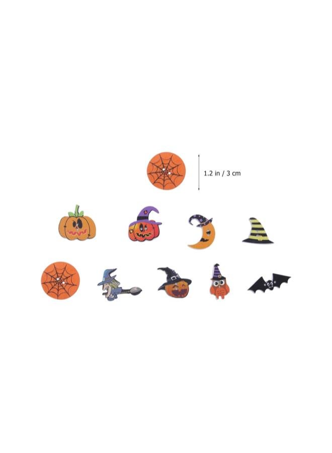 كلاراكو 25 قطعة من أزرار الهالوين الخشبية للخياطة بفتحتين للحرف اليدوية - Image 2