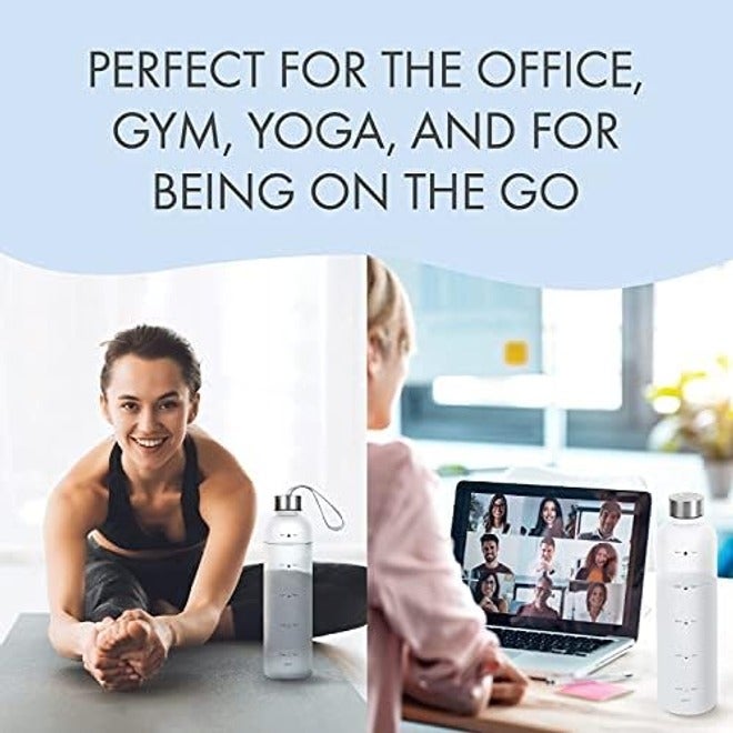 Tycom Drinking Water Bottle With Time Marker - 1L Leak-Proof, BPA Free, Motivational Reusable 32oz Water Bottles With Times To Drink - Ideal For Fitness, Sports, Travel, Gym, & Outdoor (White) - Image 5
