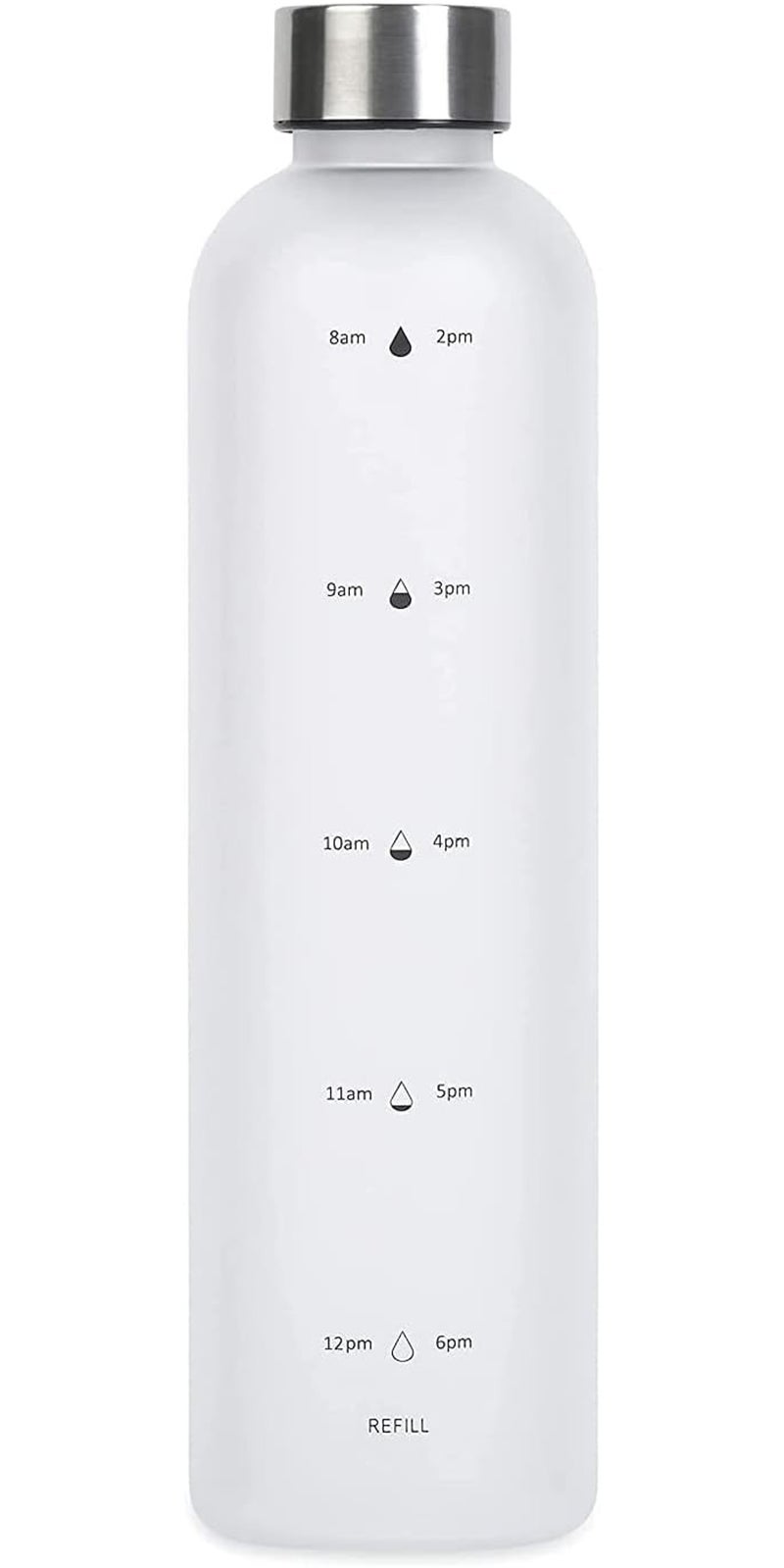 Tycom Drinking Water Bottle With Time Marker - 1L Leak-Proof, BPA Free, Motivational Reusable 32oz Water Bottles With Times To Drink - Ideal For Fitness, Sports, Travel, Gym, & Outdoor (White) - Image 1