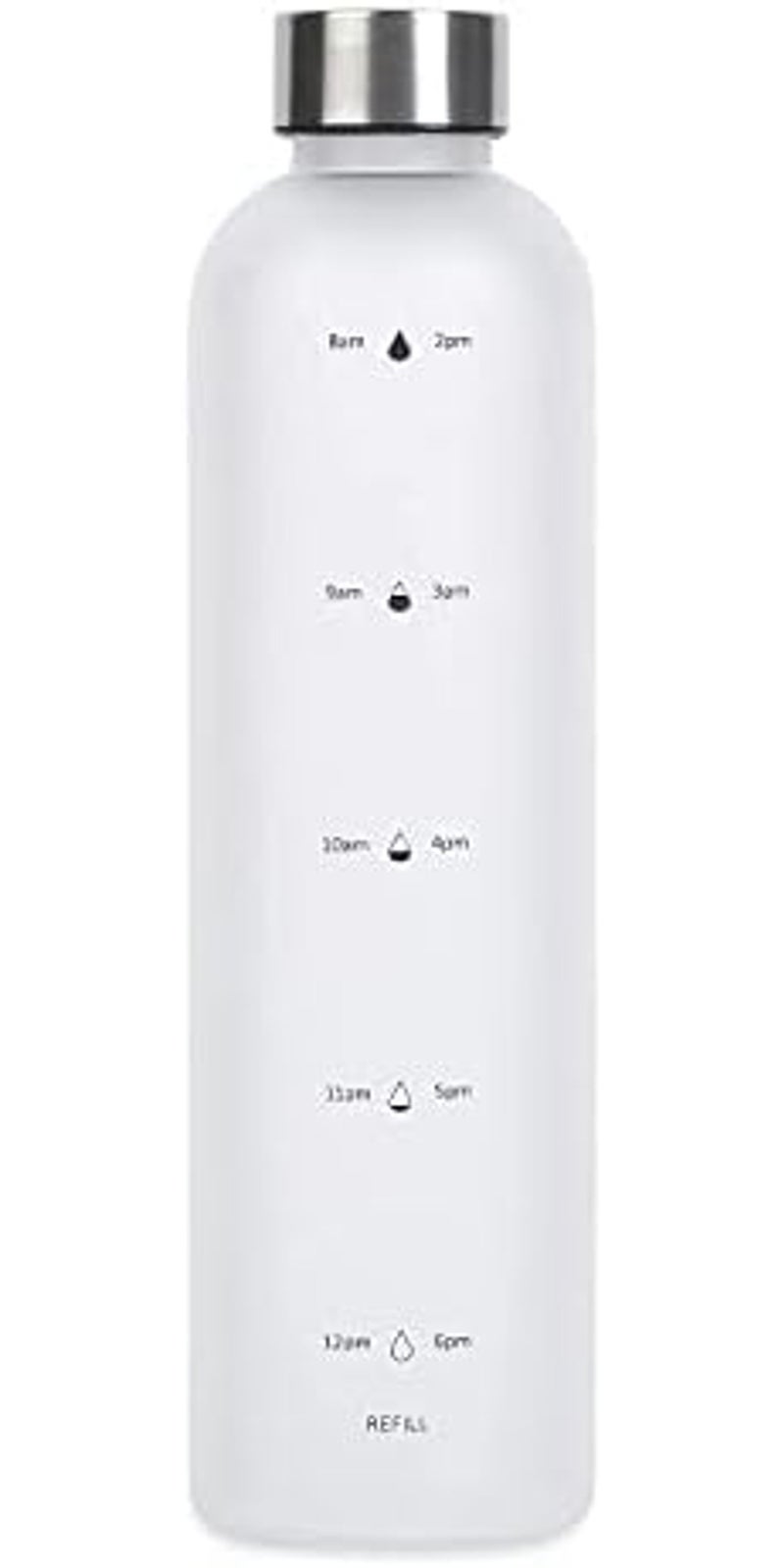 Tycom Drinking Water Bottle With Time Marker - 1L Leak-Proof, BPA Free, Motivational Reusable 32oz Water Bottles With Times To Drink - Ideal For Fitness, Sports, Travel, Gym, & Outdoor (White) - Image 2