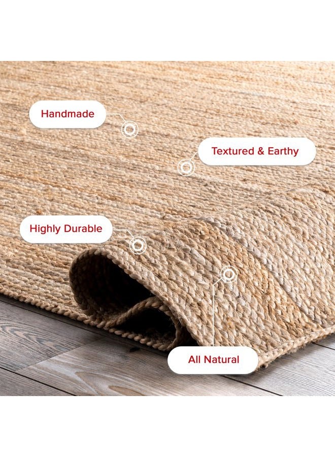 nuLOOM Jute Braided Area Rug, Natural (12' x 15' Feet) - Image 5