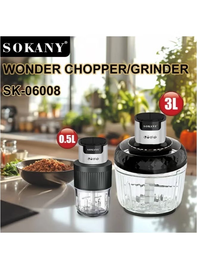 سوكاني SK-06008 (كبه سوكانى زجاج 800وات2دورق (3لتر +1/2لتر  - Image 2