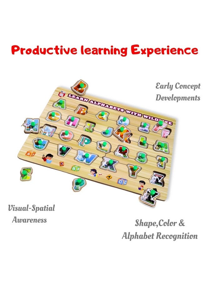 ادورا ألغاز أبجدية خشبية من أدورا مع صور للأطفال، لعبة تعليمية مونتيسوري للأولاد والبنات، لوحة ألغاز لتعلم الحروف، ألعاب ألغاز للأولاد بعمر سنتين، 26 حرفًا أبجديًا - متعددة الألوان - Image 3