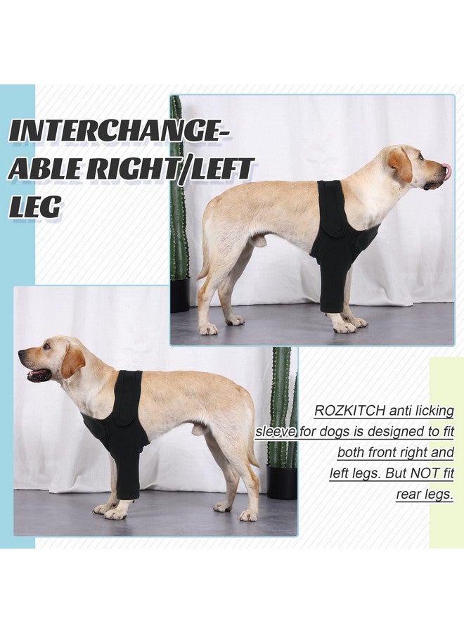 روزكيتش كم ROZKITCH للتعافي من جراحات الكلاب للساق الأمامية اليمنى اليسرى، واقي دعامة الكوع لمنع لعق الجروح للحيوانات الأليفة، بدلة تعافي الكلاب، طوق مخروطي بديل للالتواء الرباط الصليبي الأمامي والتهاب المفاصل، العناية بالمفاصل، أسود مقاس XL - Image 4