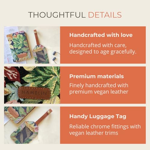 HAMELIN Wanderlust Travel Duo: Passport Cover & Luggage Tag|Made Of Premium Vegan Leather|Ideal Gift & Travel Companion|Stylish Combo For Men And Women|(Set Of 2, Floret), Multicolor - Image 4