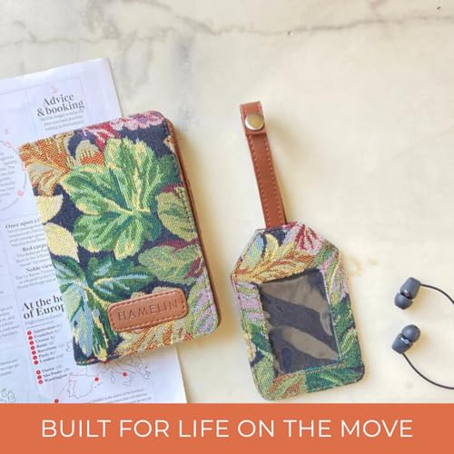 HAMELIN Wanderlust Travel Duo: Passport Cover & Luggage Tag|Made Of Premium Vegan Leather|Ideal Gift & Travel Companion|Stylish Combo For Men And Women|(Set Of 2, Floret), Multicolor - Image 3