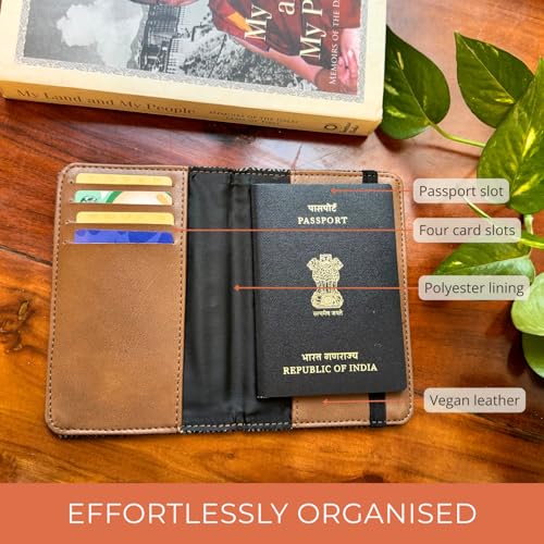 HAMELIN Wanderlust Travel Duo: Passport Cover & Luggage Tag|Made Of Premium Vegan Leather|Ideal Gift & Travel Companion|Stylish Combo For Men And Women|(Set Of 2, Floret), Multicolor - Image 5