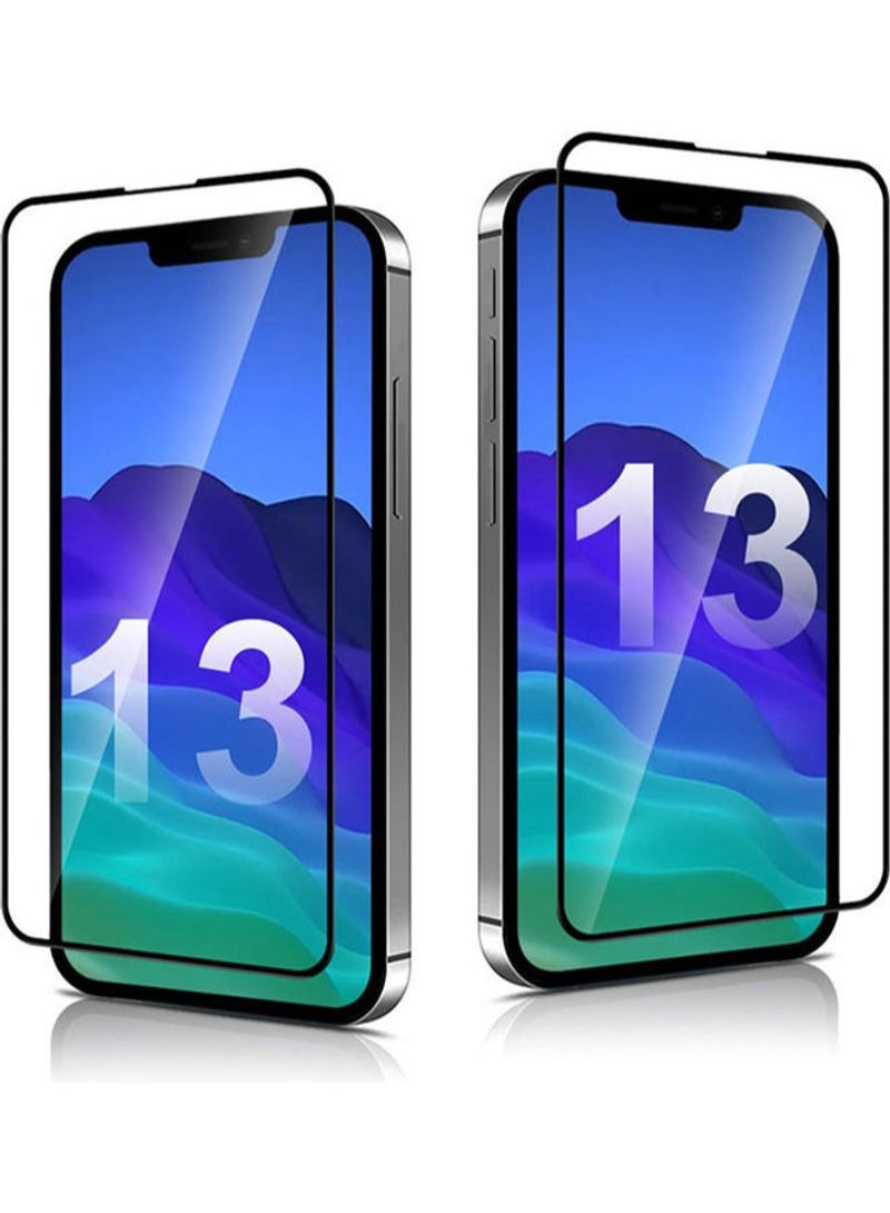 بورتوني واقي شاشة لاصق كامل من الزجاج المقوى لهاتف Apple iPhone 13 Pro مقاس 6.7 بوصة بحافة سوداء - Image 2