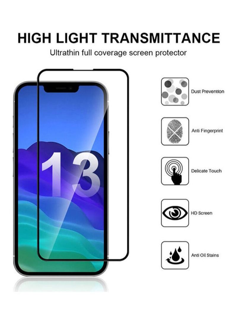 بورتوني واقي شاشة لاصق كامل من الزجاج المقوى لهاتف Apple iPhone 13 Pro مقاس 6.7 بوصة بحافة سوداء - Image 3