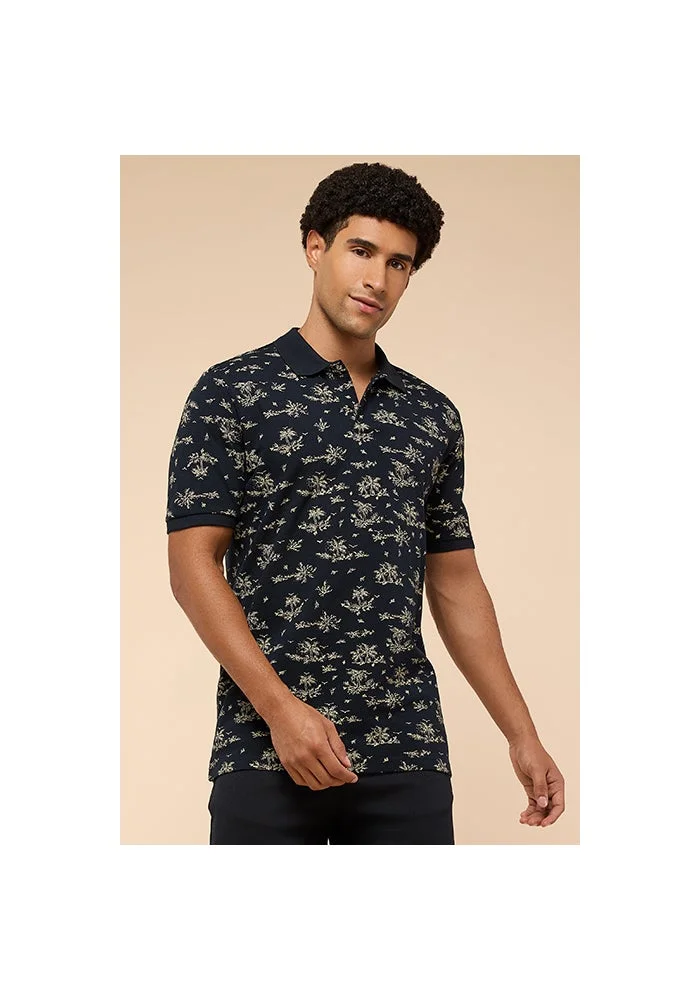 أر أند بي Printed Polo T-Shirt with Short Sleeves