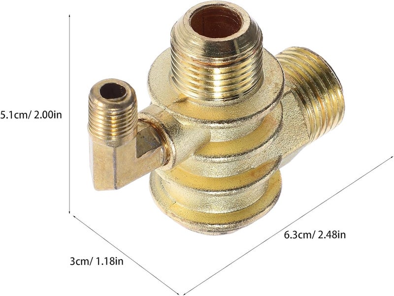 Garneck 3-way Zinc Alloy Air Compressor Check Valve, Male Threaded Non-return Valve Accessory with Elbow Connector for Pneumatic Tools and Belt Conveyor Systems - Image 2