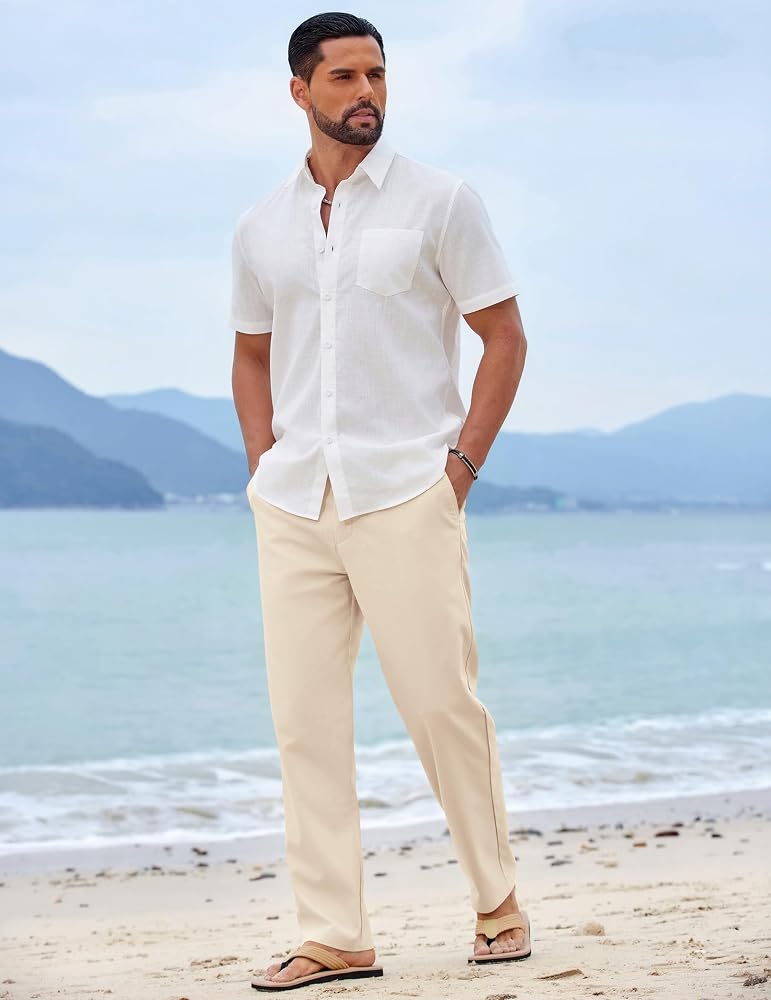 COOFANDY mens Men Linen Pants Classic (pack of 1) - Image 4