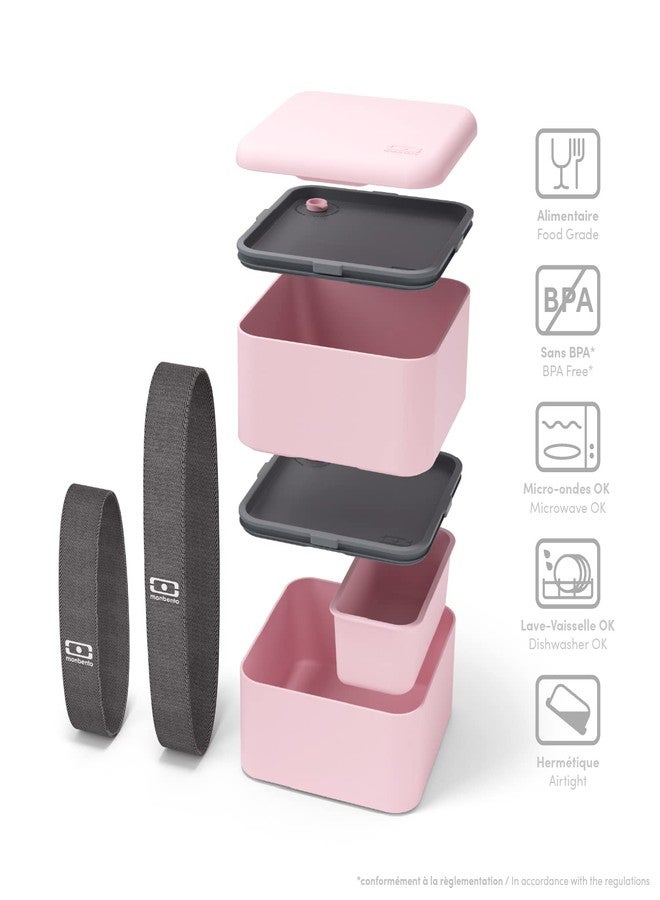 monbento - Large Bento Box MB Square Litchi with Compartments Made in France - Sustainable and Smart - Leakproof Lunch Box for Work and Meal Prep - BPA Free - Food Grade Safe - Pink - Image 3