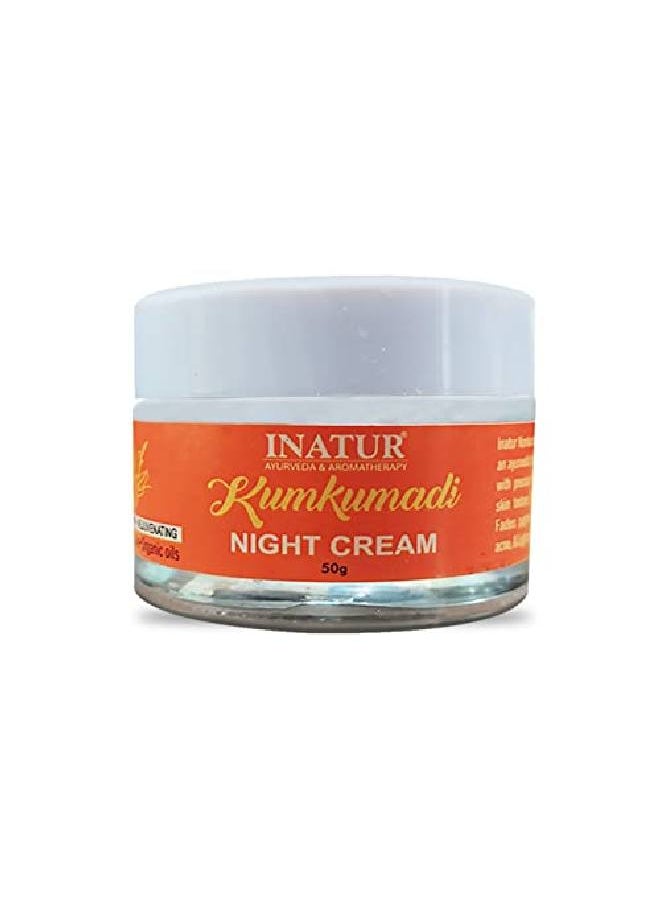 INATUR Kumkumadi Night Cream | light weight | NonComedogenic | Improves Skin Texture | Clears Complexion | Fights pigmentation | Lightens & Rejuvenates Skin | 50g  - Image 1