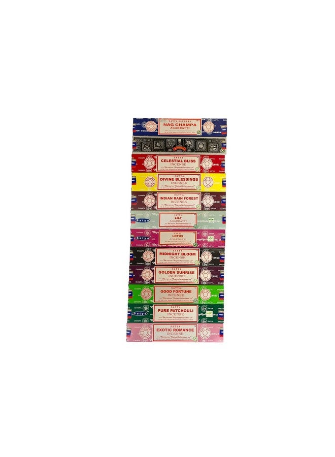 Satya Bangalore (Bng) Set Of 12 Nagchampa Superhit Celestialbliss Divineblessings Exoticromance Goldensunrise Indianrainforest Midnightbloom Purepatchouili Goodfortune Lotus Lily, Varietypack08  - Image 2