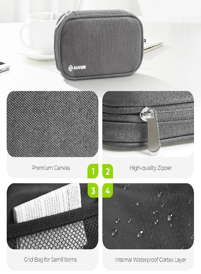 AUV0N AUVON Canvas Bag Travel Pill Organizer 2 Times a Day, Large AM/PM Weekly Pill Box 7 Day Pill Case with Portable Gray Zipper Cloth Bag for Holding Supplements, Vitamins and Fish Oils - Image 2