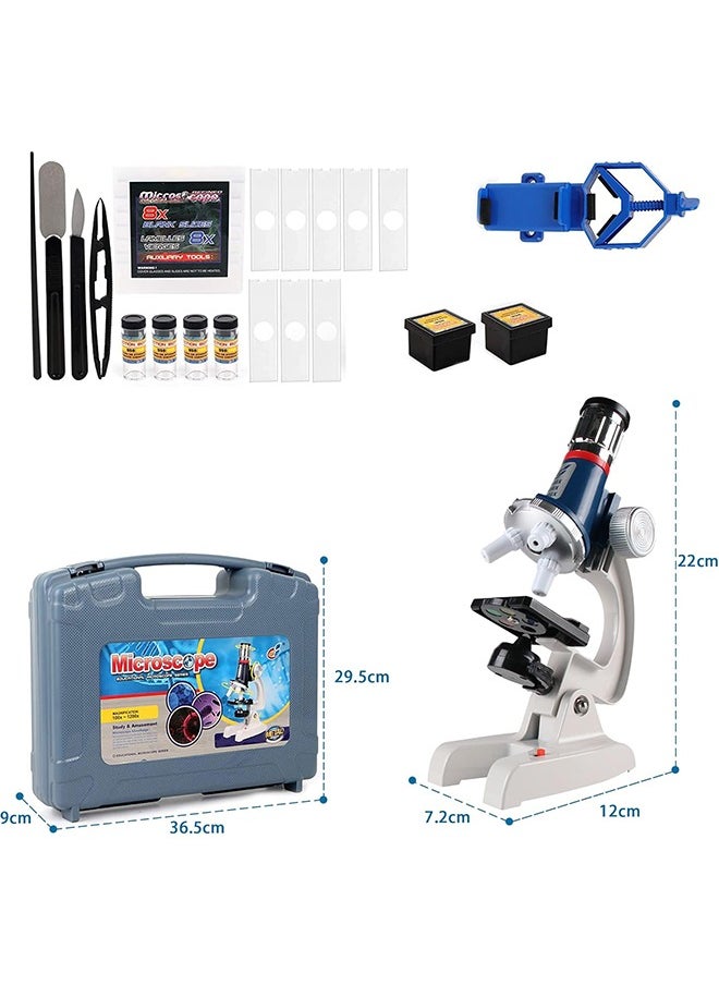 Garlo - Toy Microscope Kit for Kids 5-7 8-12, 100X-1200X Kids Microscope with Metal Body Microscope, Carrying Box, LED Light, Science Experiments Kit Toys for Kids 3 5 6 7 8 9 10 11 12 Birthday Gift - Image 1