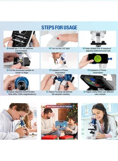 Garlo Toy Microscope Kit for Kids 5-7 8-12, 100X-1200X Kids Microscope with Metal Body Microscope, Carrying Box, LED Light, Science Experiments Kit Toys for Kids 3 5 6 7 8 9 10 11 12 Birthday Gift  - Image 3