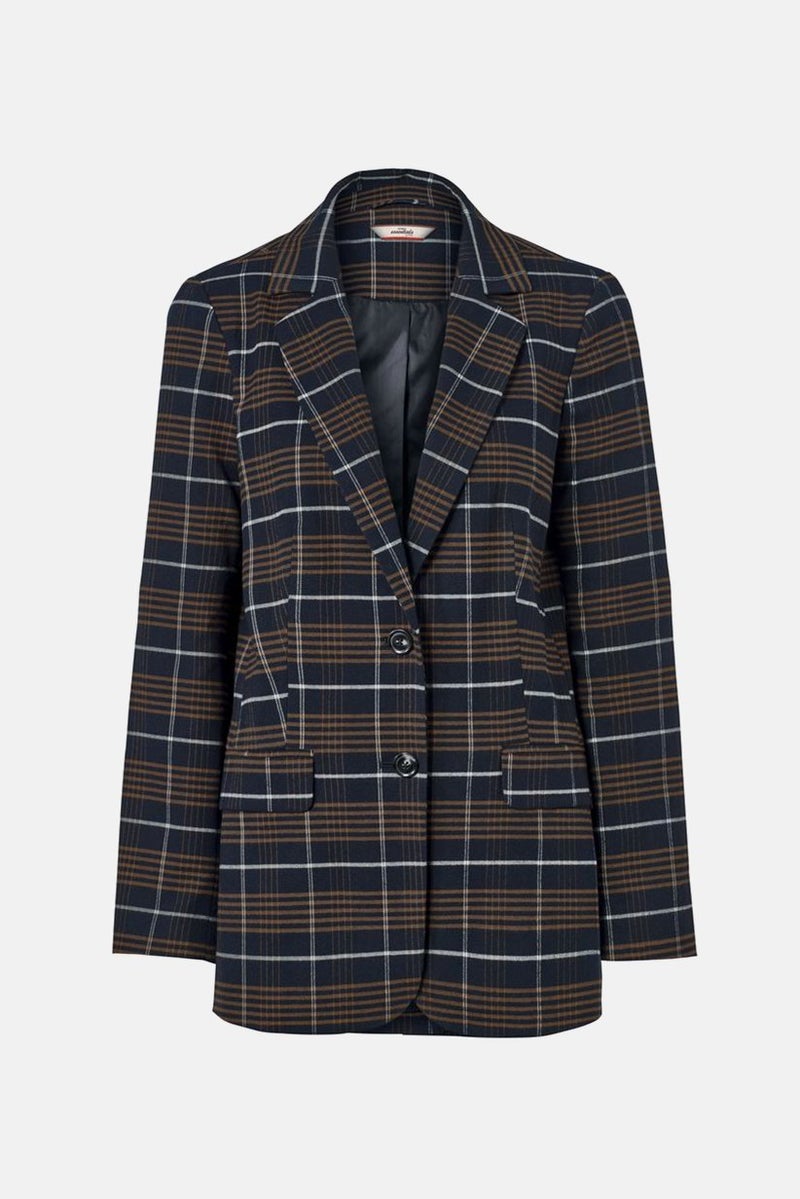 Tchibo Women Regular Fit Plaid Casual Blazer, Brown - Image 3