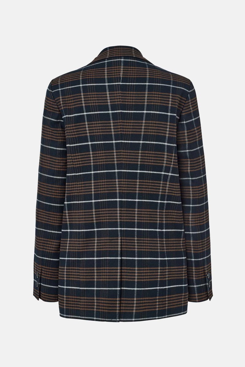Tchibo Women Regular Fit Plaid Casual Blazer, Brown - Image 2
