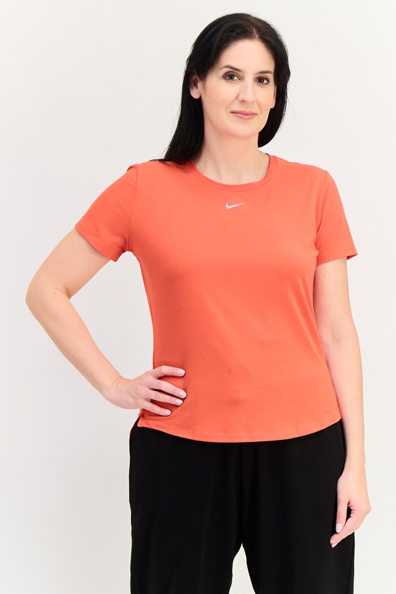 Nike Women Sportswear Fit Short Sleeve UV Protection Training Top, Red - Image 1