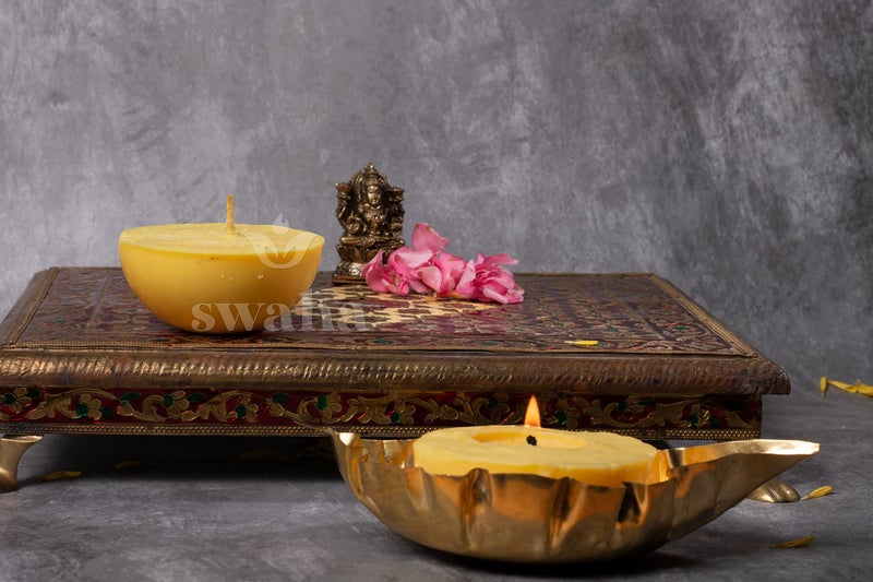Swaha Premium Cow Ghee Diya Batti, Wax Free Cow Ghee Diya Batti For Puja (8Hr Burning) - 0.123 Kg - Image 2
