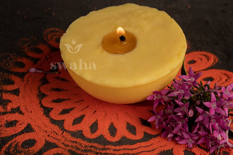 Swaha Premium Cow Ghee Diya Batti, Wax Free Cow Ghee Diya Batti For Puja (8Hr Burning) - 0.123 Kg - Image 4