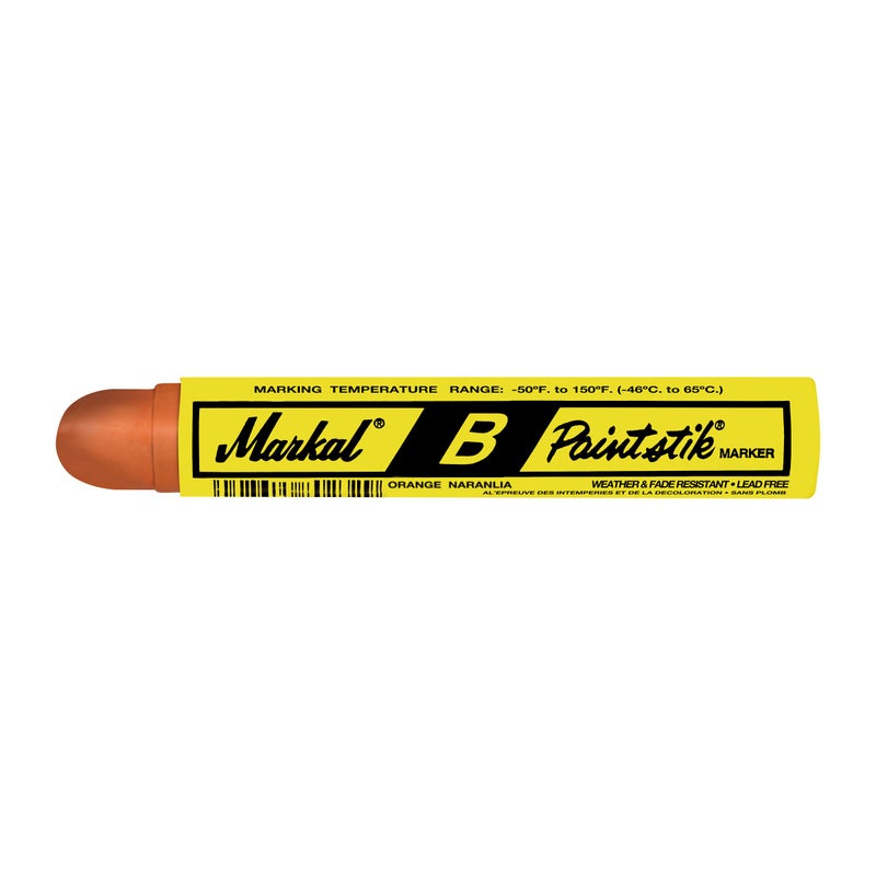 Markal 80224 B Paintstik Solid Paint Ambient Surface Marker, Orange (Pack of 12), 11/16" x 4-3/4" - Image 1