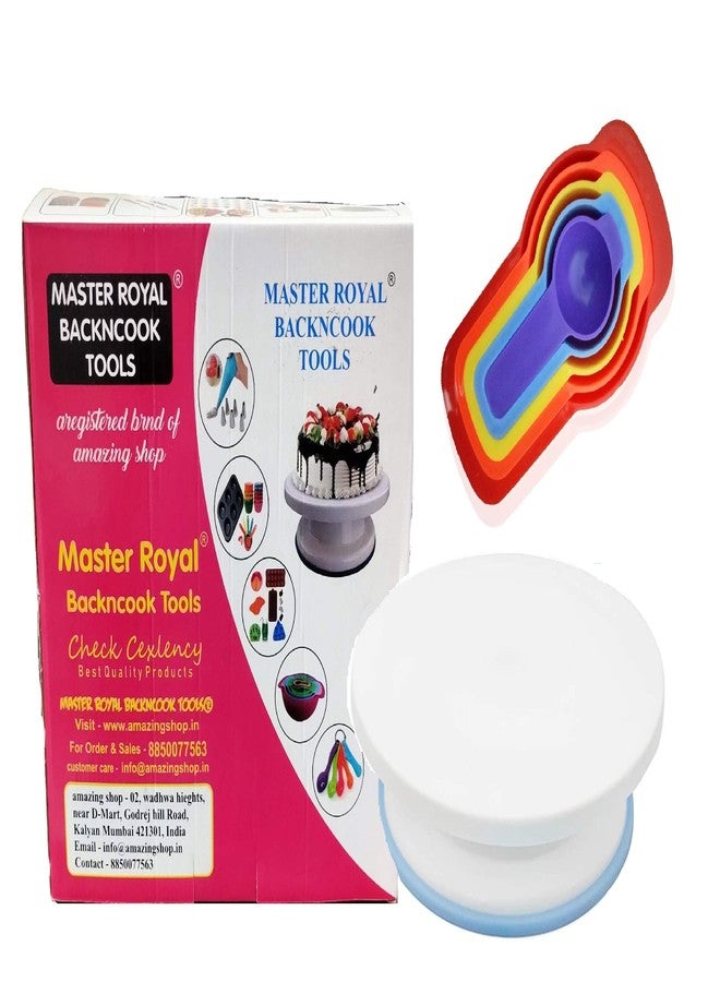 MASTER ROYAL BACKNCOOK TOOLS 1 Cake Turn Table 5 Measuring Spoon Cups Tool Set - Image 1