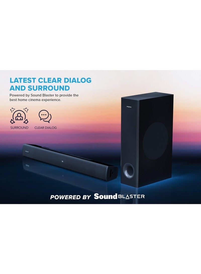 Creative Stage V2 2.1 Channel 160W Soundbar with Subwoofer, Clear Dialog and Surround by Sound Blaster, Bluetooth 5.0, TV ARC, Optical, and USB Audio,Adjustable Bass and Treble, for TV  - Image 3