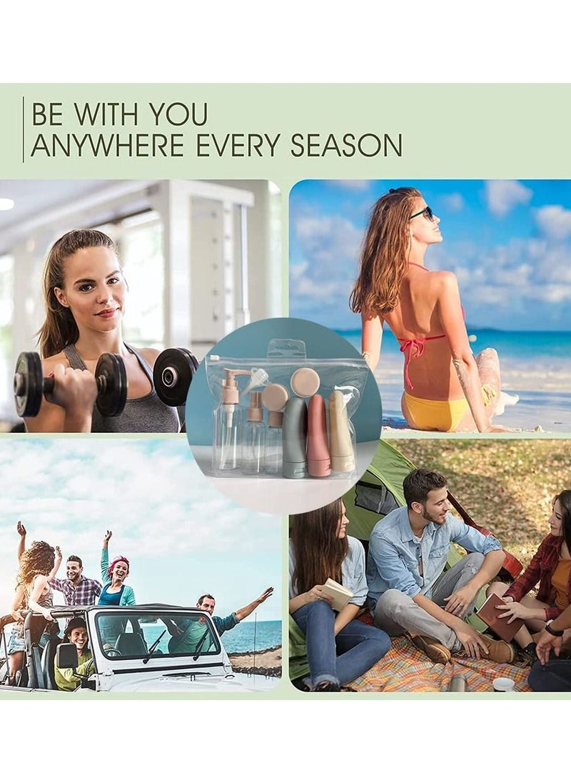 Travel Bottles for Toiletries 11 PCS Leak Proof, Refillable Squeezable Liquid Empty Containers with Bag