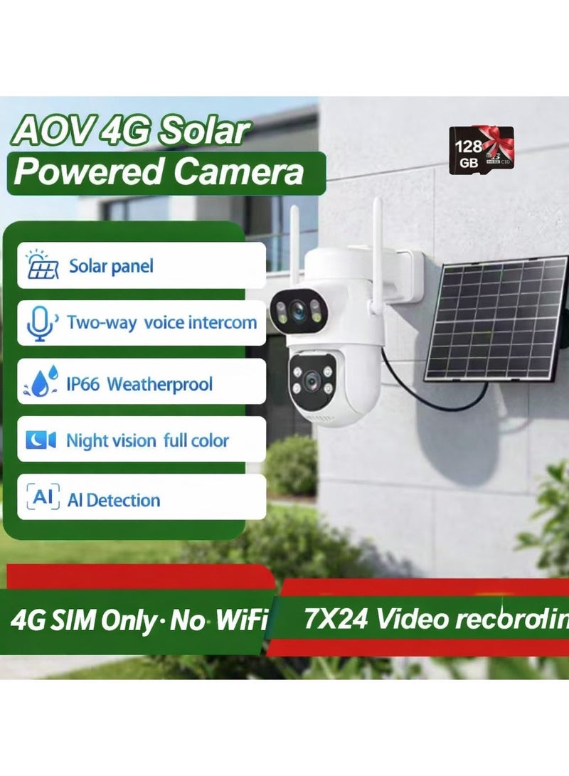 Yoosee （128GB Memory Card Included）4G Solar Security Camera Outdoor | AI Motion Detection | Low Power Consumption | 4G SIM Only No WiFi - Image 1