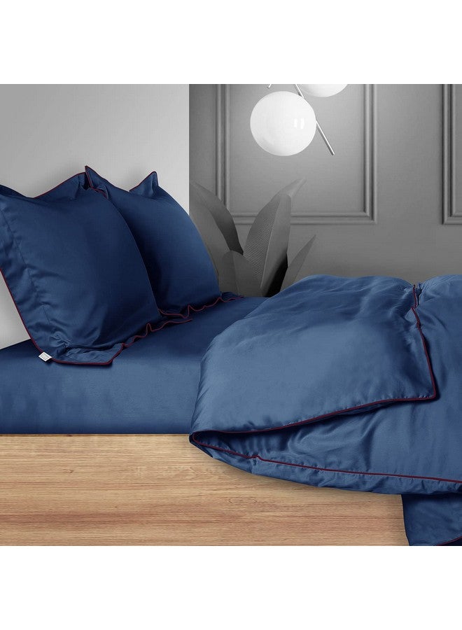 Spread Spain® Italian Cotton 500 Thread Count Single Bed Size Duvet/Quilt Cover, Soft, Breathable and Closure Zipper Duvet Cover (60" x 90" Inch, Navy Blue) - Image 2