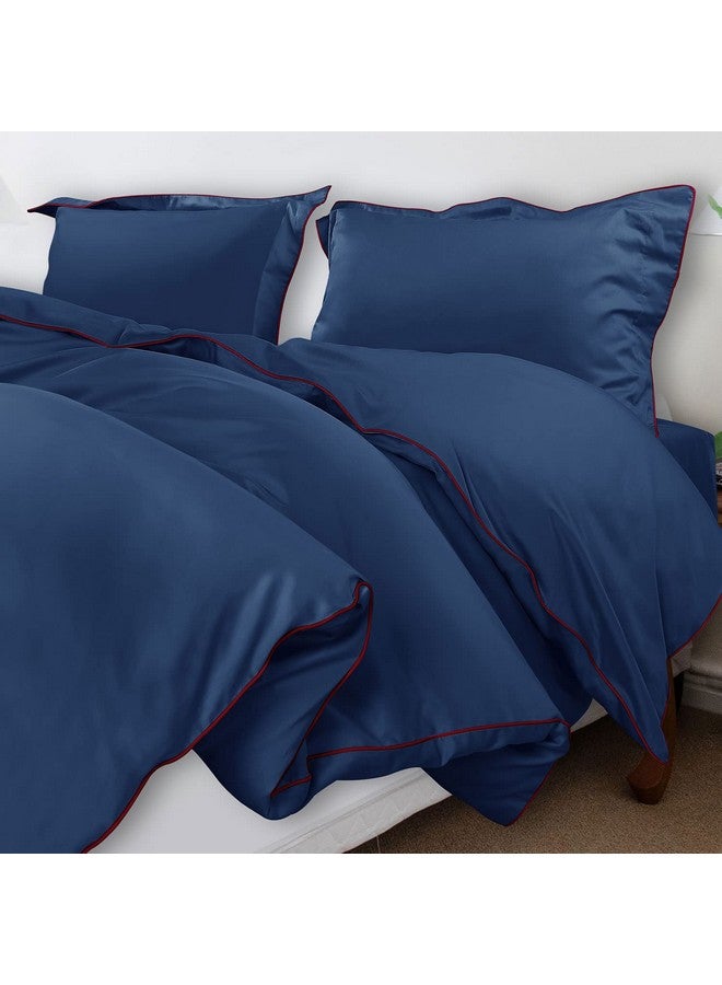 Spread Spain® Italian Cotton 500 Thread Count Single Bed Size Duvet/Quilt Cover, Soft, Breathable and Closure Zipper Duvet Cover (60" x 90" Inch, Navy Blue) - Image 4