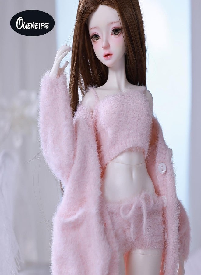 Oueneifs Doll Clothes Set for BJD, Resin Toy Accessories Cardigan+ Vest+ Pants (Pink, for 1/3 BJD) - Image 4