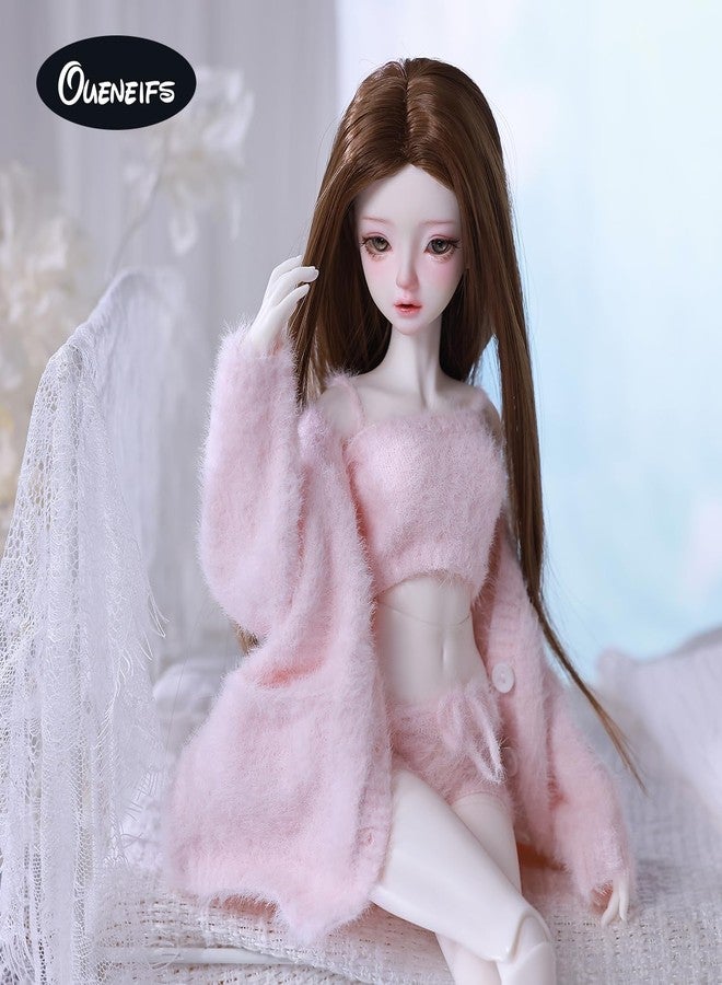 Oueneifs Doll Clothes Set for BJD, Resin Toy Accessories Cardigan+ Vest+ Pants (Pink, for 1/3 BJD) - Image 5