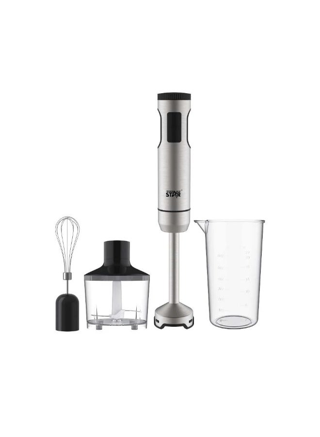 Winning Star Hand Blender, 4 in 1 Mixing, Grinding, Whipping and Mashing, 1000 Watts, Silver, ST-6500 - Image 1